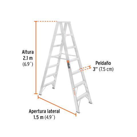 Escalera de tijera doble, tipo ll, 6 escalones, Truper | ESTD-26 | 10497