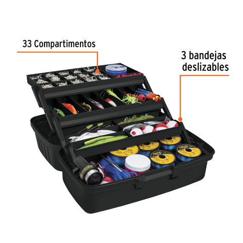 Caja para pesca de 16' con 3 bandejas deslizables, Truper | CPE-16N | 10539