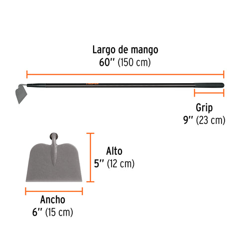 Azadón jardinero, mango fibra de vidrio de 60', TRUPER | ATJ-F | 10559