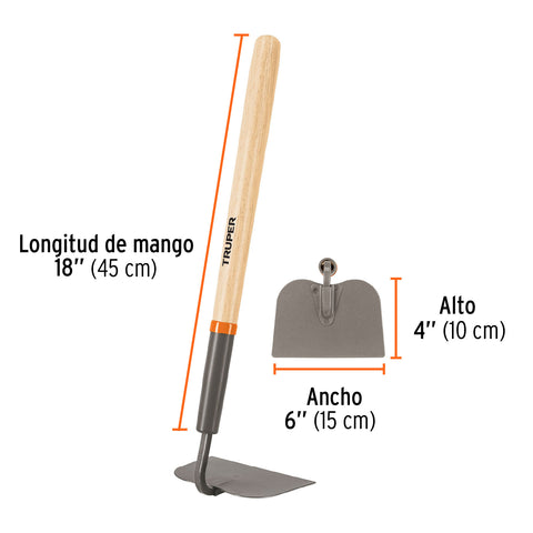 Azadón tomatero, mango corto de madera 18', TRUPER | ATJ-C | 10562
