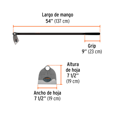 Azadón Lane No. 1 de 1.8 lb, mango de fibra 54', TRUPER | AL-1M | 10615