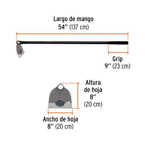 Azadón Lane No. 2 de 2.0 lb, mango de fibra 54', TRUPER | AL-2M | 10618