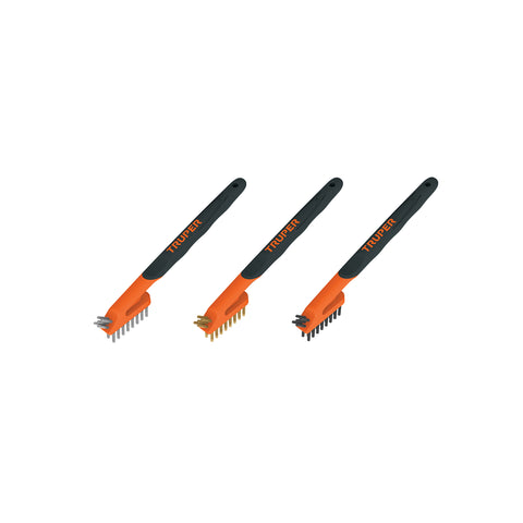 Juego de 3 mini cepillos de alambre 28 pinceles, Truper | JCEA-3 | 10652