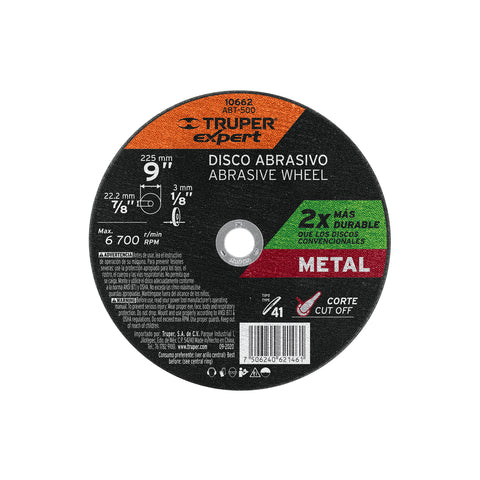 Disco para corte de metal, tipo 41, diámetro 9' Expert | ABT-500 | 10662