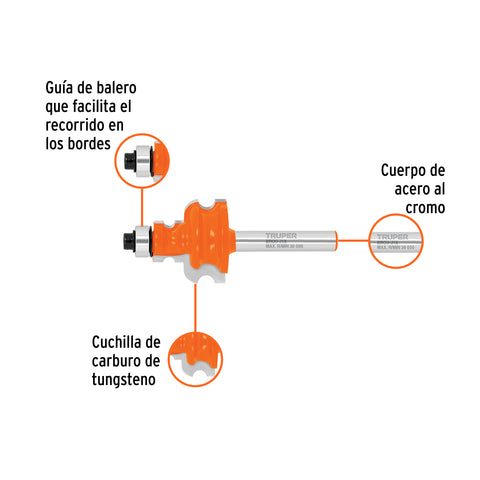 Broca router, jovel, 1', con balero, Truper | BROU-J1X | 10674