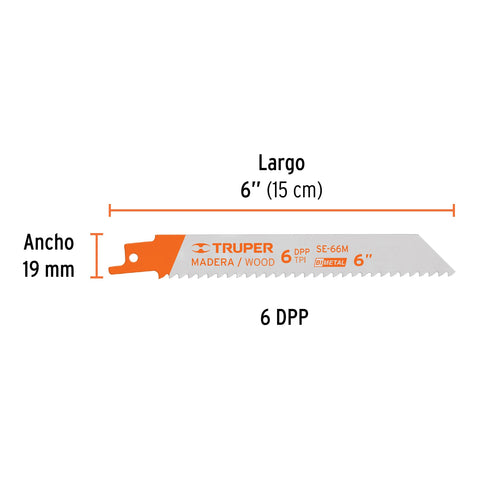 Blíster con 2 seguetas sierra sable 6' 6 DPP para madera | SE-66M | 10787