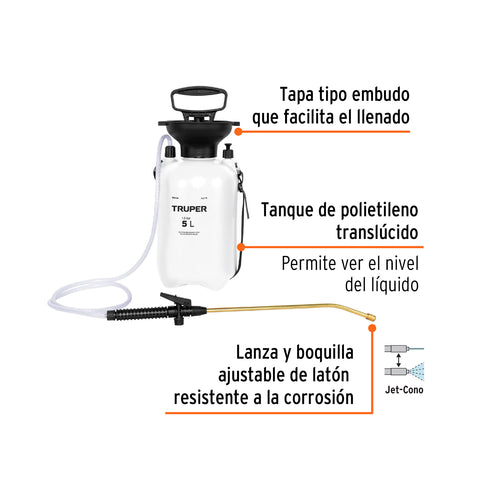 Fumigador jardinero 5 L (1.3 gal), Truper | FUT-5 | 10836