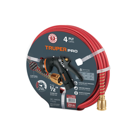 Combo manguera MAN-20X1/2X y pistola de riego PR-208, Truper | COMBO-200 | 10864
