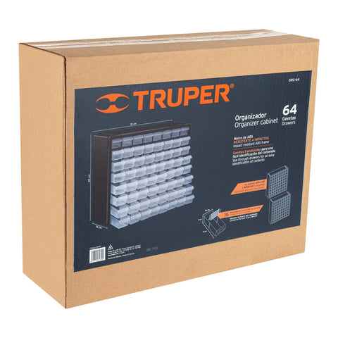 Organizador con 64 gavetas, Truper | ORG-64 | 10895