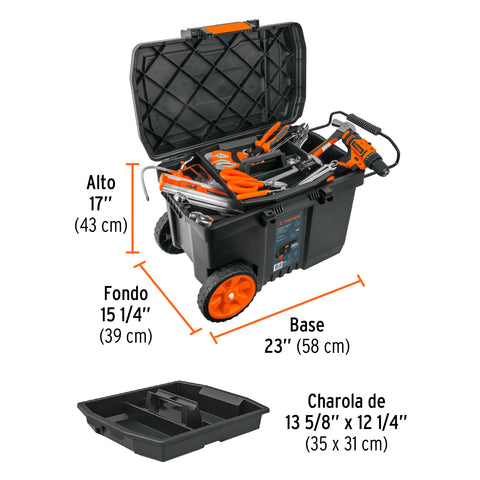 Caja para herramienta, 23'x17' c/ruedas, mango telescópico | CHP-23R | 10902