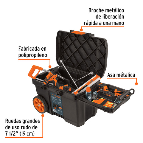 Caja para herramienta, 23'x17' c/ruedas, mango telescópico | CHP-23R | 10902