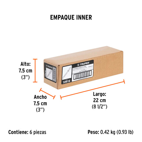 Lima triángulo pesado 4', 34 dpp, con mango, TRUPER | LTP-4M | 10916