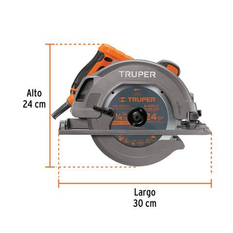 Sierra circular 7-1/4', 1750W, TRUPER PRO | SICI-7-1/4A3 | 11004