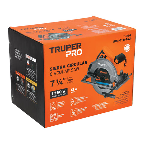 Sierra circular 7-1/4', 1750W, TRUPER PRO | SICI-7-1/4A3 | 11004