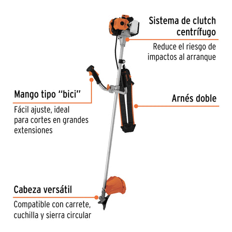 Desmalezadora a gasolina 52 cc mango tipo 'bici', 18' corte | DES-520 | 11032