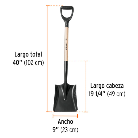 Pala cuadrada T-1000, puño 'Y', Truper | PCY-PE | 11039