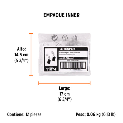 Bolsa con 2 carbones de repuesto para CALA-A2, TRUPER | CB-CALA-A2 | 11074