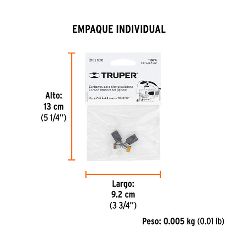 Bolsa con 2 carbones de repuesto para CALA-A2, TRUPER | CB-CALA-A2 | 11074