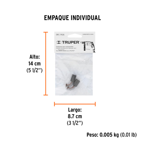 Bolsa con 2 carbones de repuesto para ROTO-1/2A5, TRUPER | CB-ROTO-1/2A5 | 11087