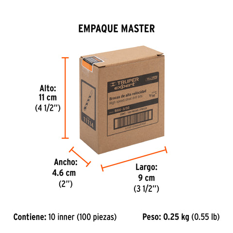 Broca HSS 3/32' Trugold para metal, Truper Expert | BAV-3/32 | 11114