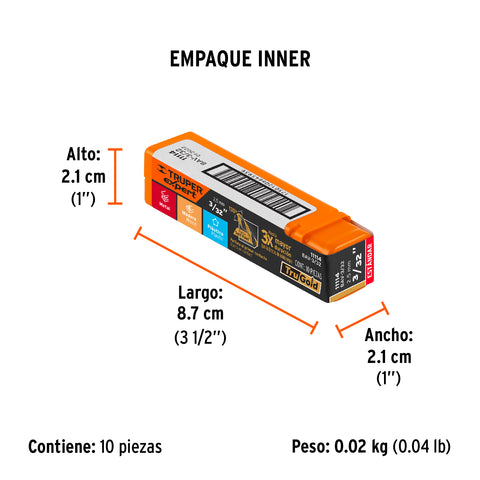 Broca HSS 3/32' Trugold para metal, Truper Expert | BAV-3/32 | 11114