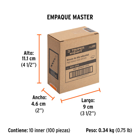 Broca HSS 7/64' Trugold para metal, Truper Expert | BAV-7/64 | 11116