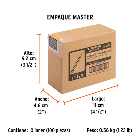 Broca HSS 9/64' Trugold para metal, Truper Expert | BAV-9/64 | 11120