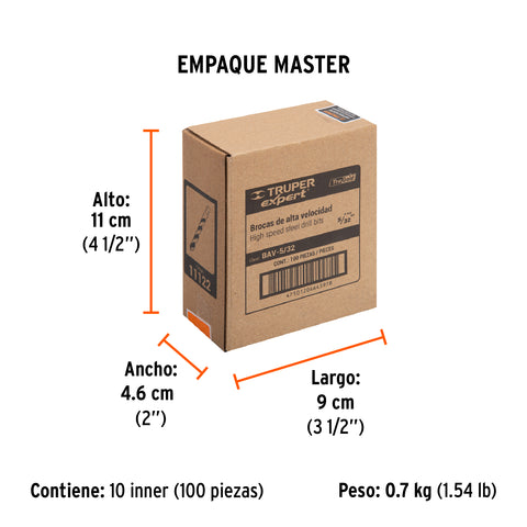 Broca HSS 5/32' Trugold para metal, Truper Expert | BAV-5/32 | 11122