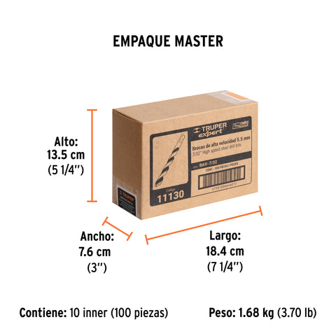 Broca HSS 7/32' Trugold para metal, Truper Expert | BAV-7/32 | 11130