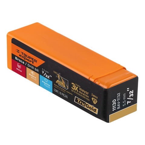 Broca HSS 7/32' Trugold para metal, Truper Expert | BAV-7/32 | 11130
