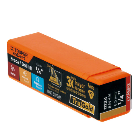 Broca HSS 1/4' Trugold para metal, Truper Expert | BAV-1/4 | 11134
