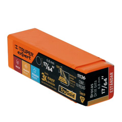 Broca HSS 17/64' Trugold para metal, Truper Expert | BAV-17/64 | 11136