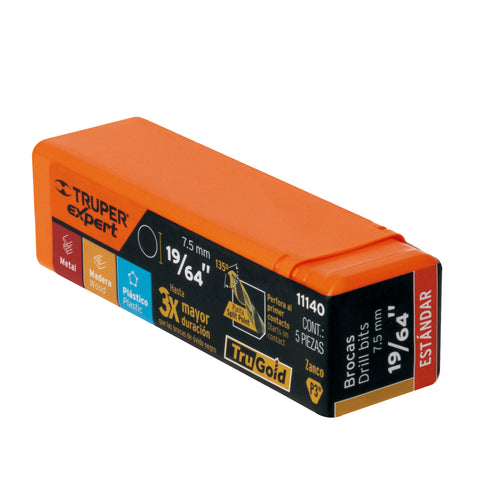 Broca HSS 19/64' Trugold para metal, Truper Expert | BAV-19/64 | 11140