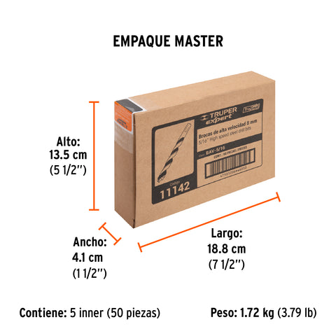 Broca HSS 5/16' Trugold para metal, Truper Expert | BAV-5/16 | 11142