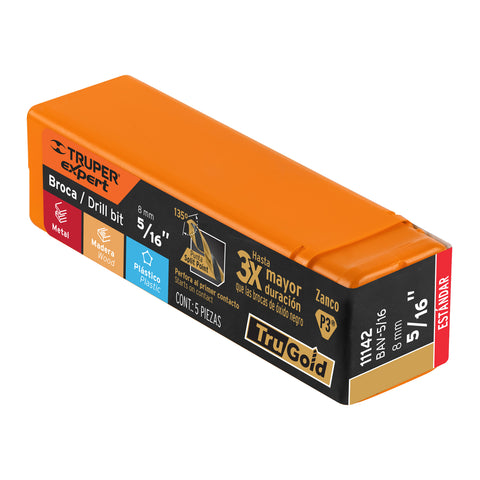 Broca HSS 5/16' Trugold para metal, Truper Expert | BAV-5/16 | 11142