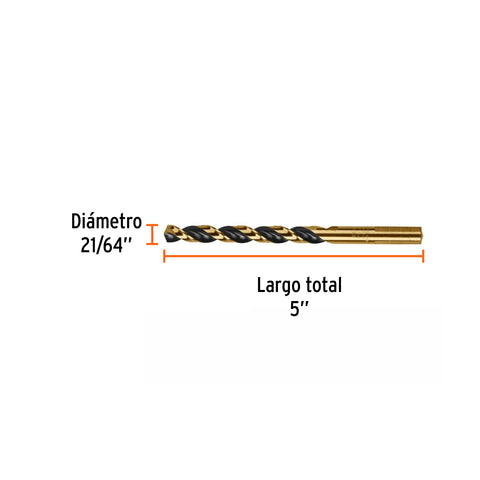 Broca HSS 21/64' Trugold para metal, Truper Expert | BAV-21/64 | 11144