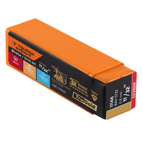 Broca HSS 11/32' Trugold para metal, Truper Expert | BAV-11/32 | 11146