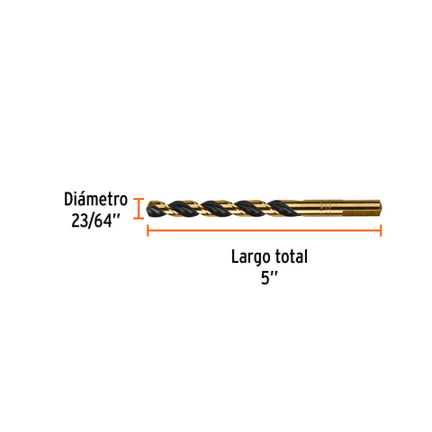 Broca HSS 23/64' Trugold para metal, Truper Expert | BAV-23/64 | 11148