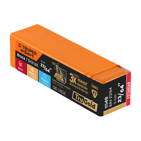 Broca HSS 23/64' Trugold para metal, Truper Expert | BAV-23/64 | 11148