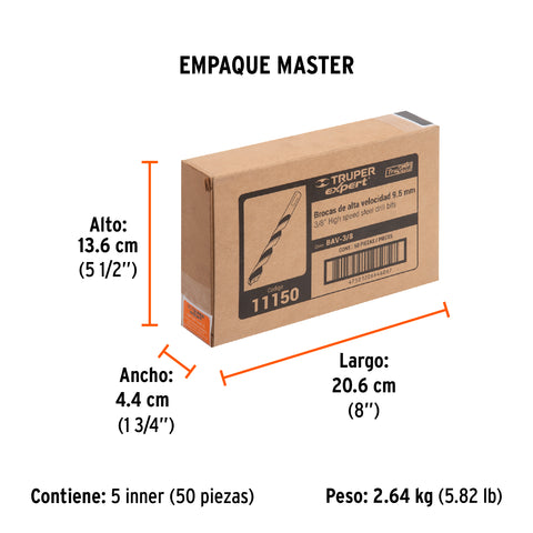 Broca HSS 3/8' Trugold para metal, Truper Expert | BAV-3/8 | 11150