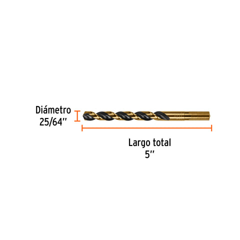 Broca HSS 25/64' Trugold para metal, Truper Expert | BAV-25/64 | 11152