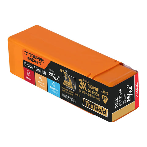 Broca HSS 25/64' Trugold para metal, Truper Expert | BAV-25/64 | 11152