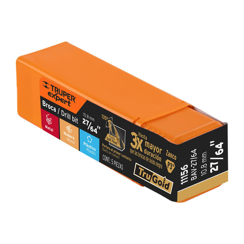 Broca HSS 27/64' Trugold para metal, Truper Expert | BAV-27/64 | 11156