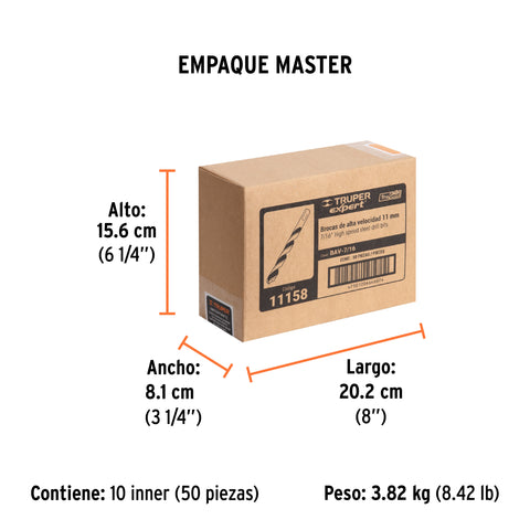 Broca HSS 7/16' Trugold para metal, Truper Expert | BAV-7/16 | 11158