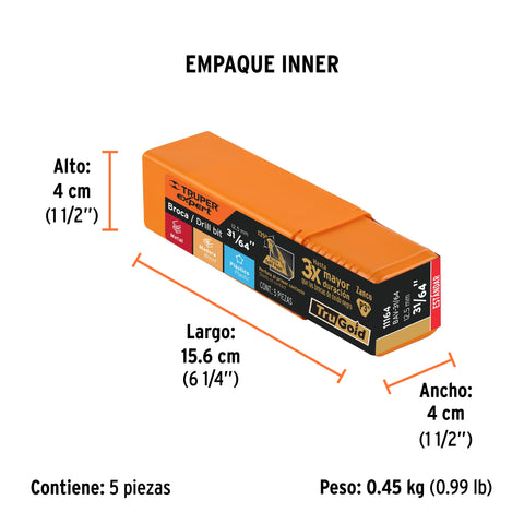 Broca HSS 31/64' Trugold para metal, Truper Expert | BAV-31/64 | 11164
