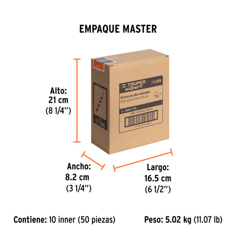Broca HSS 1/2' Trugold para metal, Truper Expert | BAV-1/2 | 11166