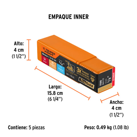 Broca HSS 1/2' Trugold para metal, Truper Expert | BAV-1/2 | 11166