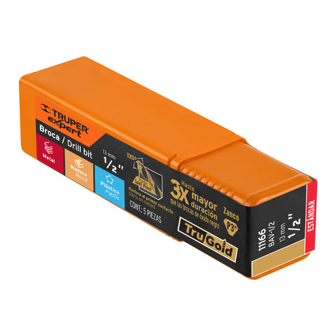 Broca HSS 1/2' Trugold para metal, Truper Expert | BAV-1/2 | 11166