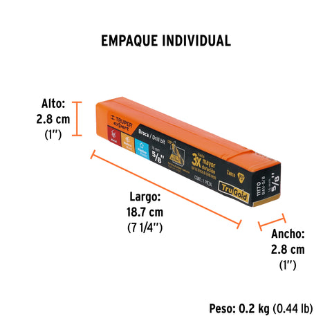 Broca HSS 5/8' Trugold para metal, Truper Expert | BAV-5/8 | 11170