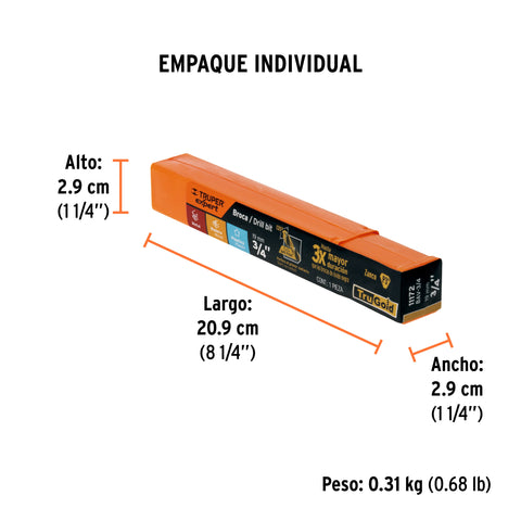 Broca HSS 3/4' Trugold para metal, Truper Expert | BAV-3/4 | 11172